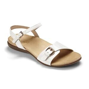 Vionic Alita Womens 11 Wide White Sandal Leather Strap Comfort Shoe Minimalist